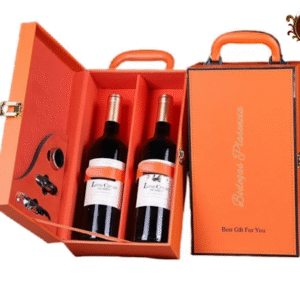 Red wine leather wine box with gift wine set